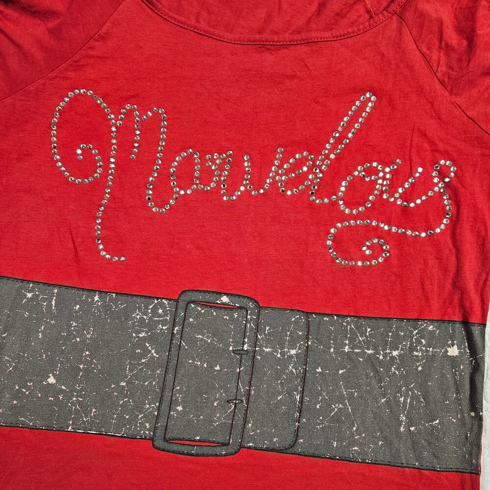 Y2k Euro Graphic Top Rhinestone McBling Red Short Sleeved - Large - Picture 3 of 5